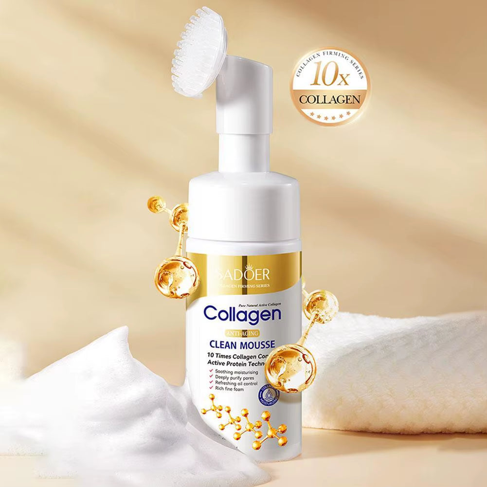 SADOER Collagen Facial Cleanser Mousse Deep Cleansing Skincare Moisturizing Firming Face Wash Foam Cleanser Skin Care Products