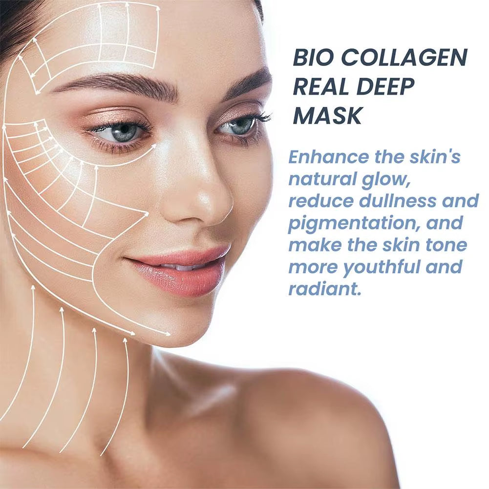 1PC Moisturizing Collagen Mask, Bio-Collagen Deep Rejuvenating Mask, Brightening Skin Collagen Films Peel off Full Face Mask