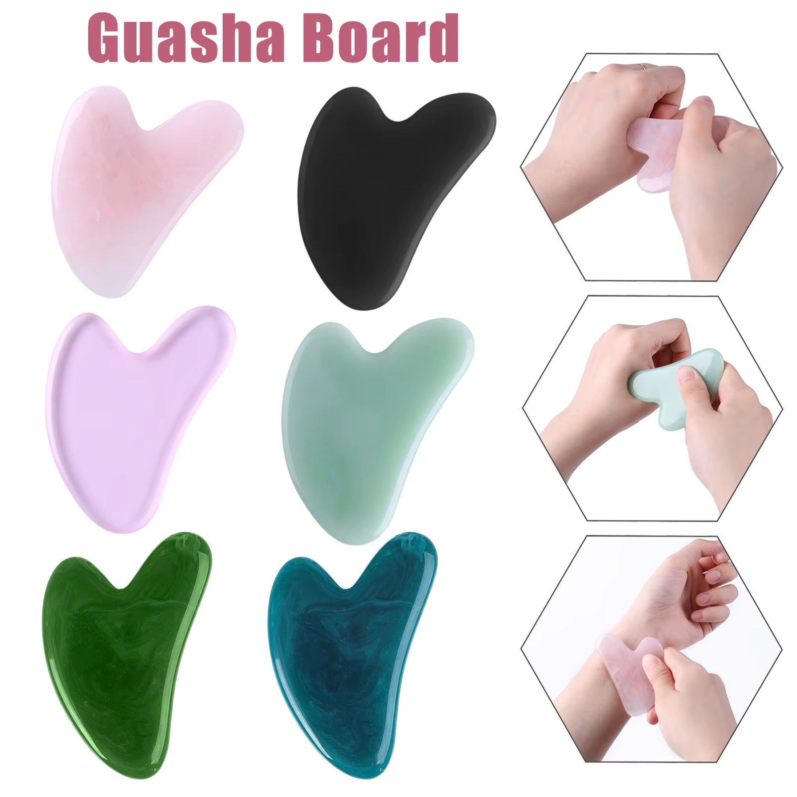 Natural Jade Stone Guasha Scraper Board Face Massager Massage for Face Body Beauty Scraper Anti-Wrinkle Remover Skin Care Tools