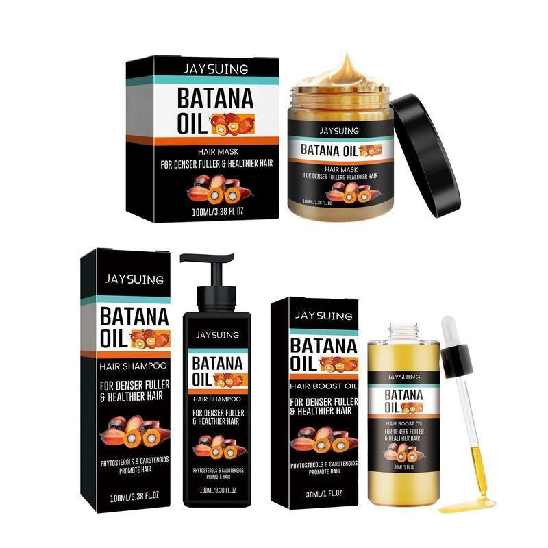 Batana Oil Shampoo & Hair Mask & Hair Oil Set, 1 Set Nourishing Scalp Care Products for Dry & Damaged Hair, Scalp Care & Styling Product for Men & Women, Christmas Gift