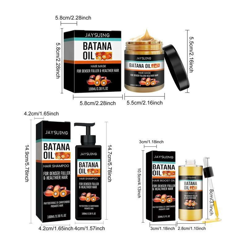 Batana Oil Shampoo & Hair Mask & Hair Oil Set, 1 Set Nourishing Scalp Care Products for Dry & Damaged Hair, Scalp Care & Styling Product for Men & Women, Christmas Gift