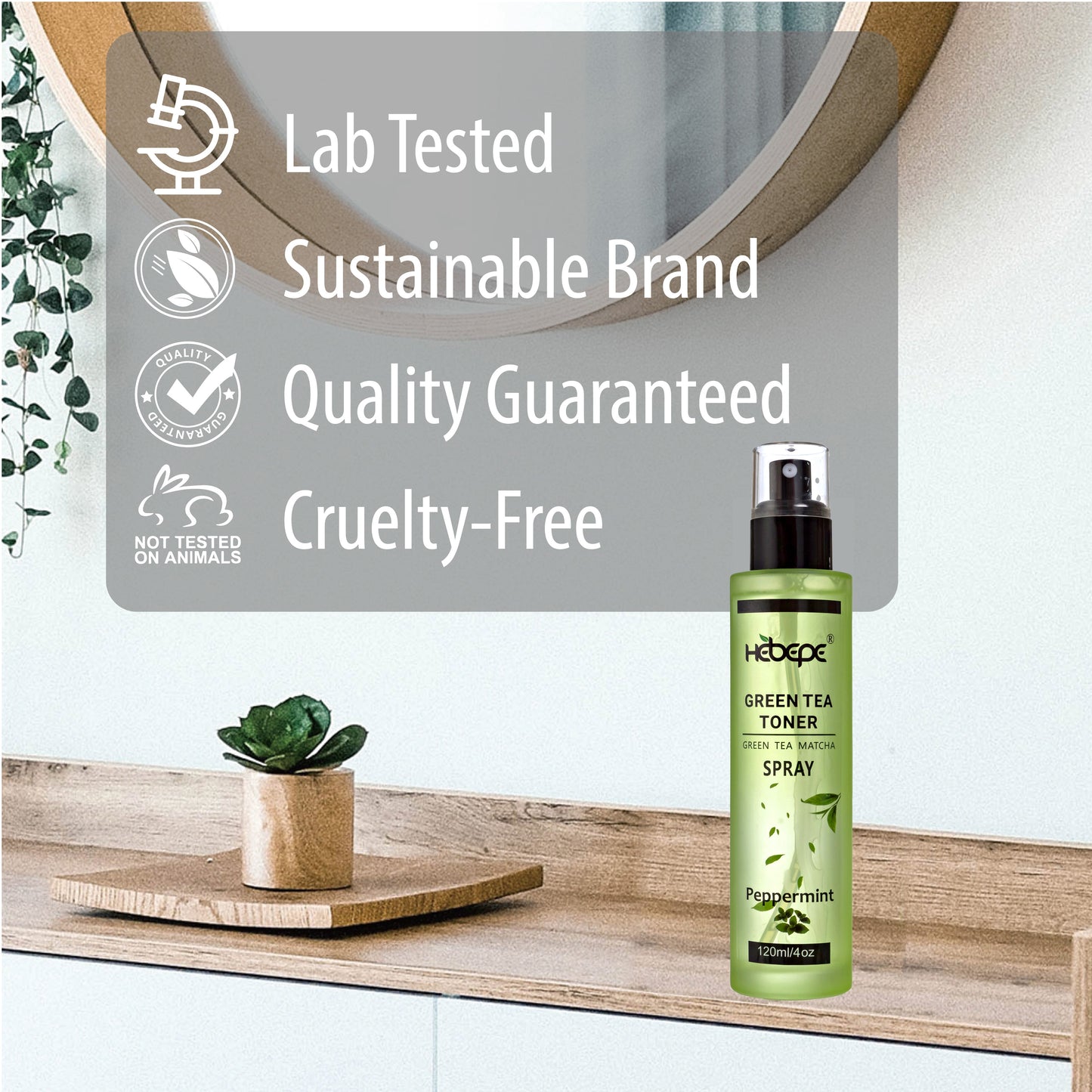 Green Tea Matcha Face Toner Spray with Peppermint