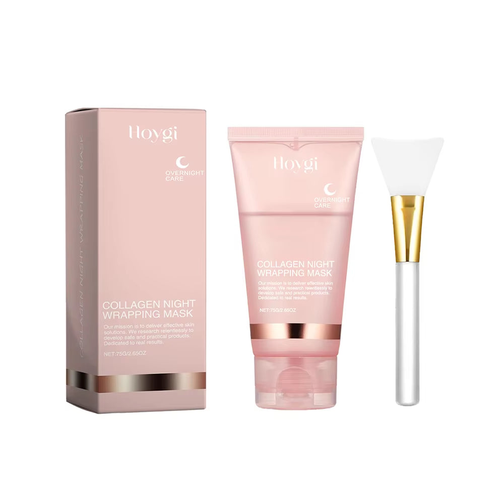 75Ml Collagen Overnight Wrapping Peel off Facial Mask, Korean Collagen Night Wrapping Mask Deeply Hydrates Night Care Mask Cream