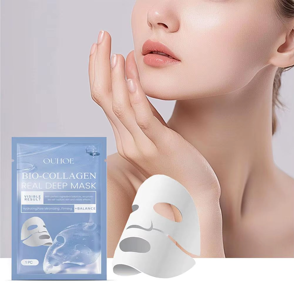 1PC Moisturizing Collagen Mask, Bio-Collagen Deep Rejuvenating Mask, Brightening Skin Collagen Films Peel off Full Face Mask