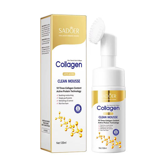 SADOER Collagen Facial Cleanser Mousse Deep Cleansing Skincare Moisturizing Firming Face Wash Foam Cleanser Skin Care Products