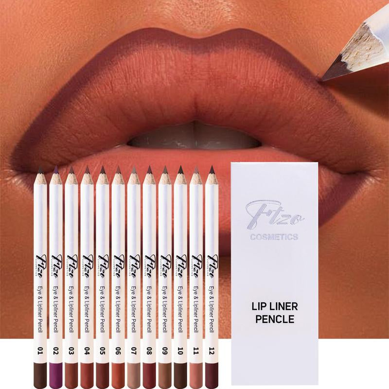 Long Lasting Lip Liner Set, 12Pcs/Set Matte Easy Coloring Lip Liner Pencil, Natural Lip Makeup Tool for Women & Girls