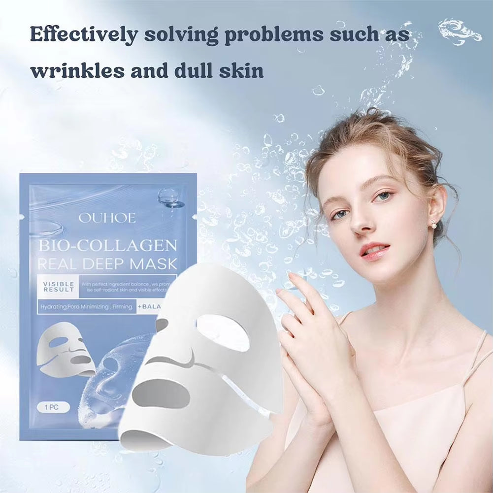 1PC Moisturizing Collagen Mask, Bio-Collagen Deep Rejuvenating Mask, Brightening Skin Collagen Films Peel off Full Face Mask