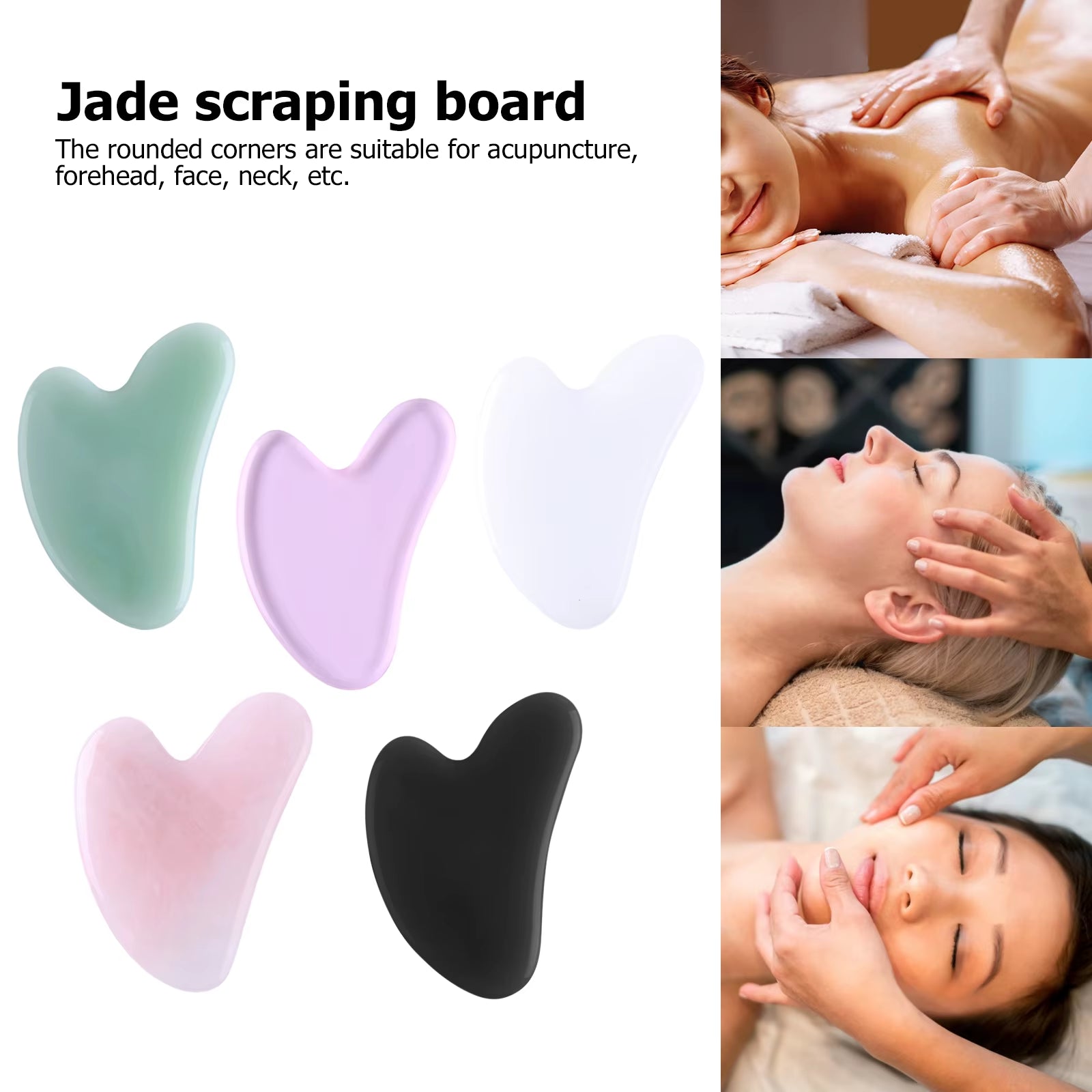 Natural Jade Stone Guasha Scraper Board Face Massager Massage for Face Body Beauty Scraper Anti-Wrinkle Remover Skin Care Tools