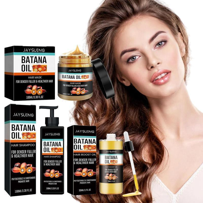 Batana Oil Shampoo & Hair Mask & Hair Oil Set, 1 Set Nourishing Scalp Care Products for Dry & Damaged Hair, Scalp Care & Styling Product for Men & Women, Christmas Gift