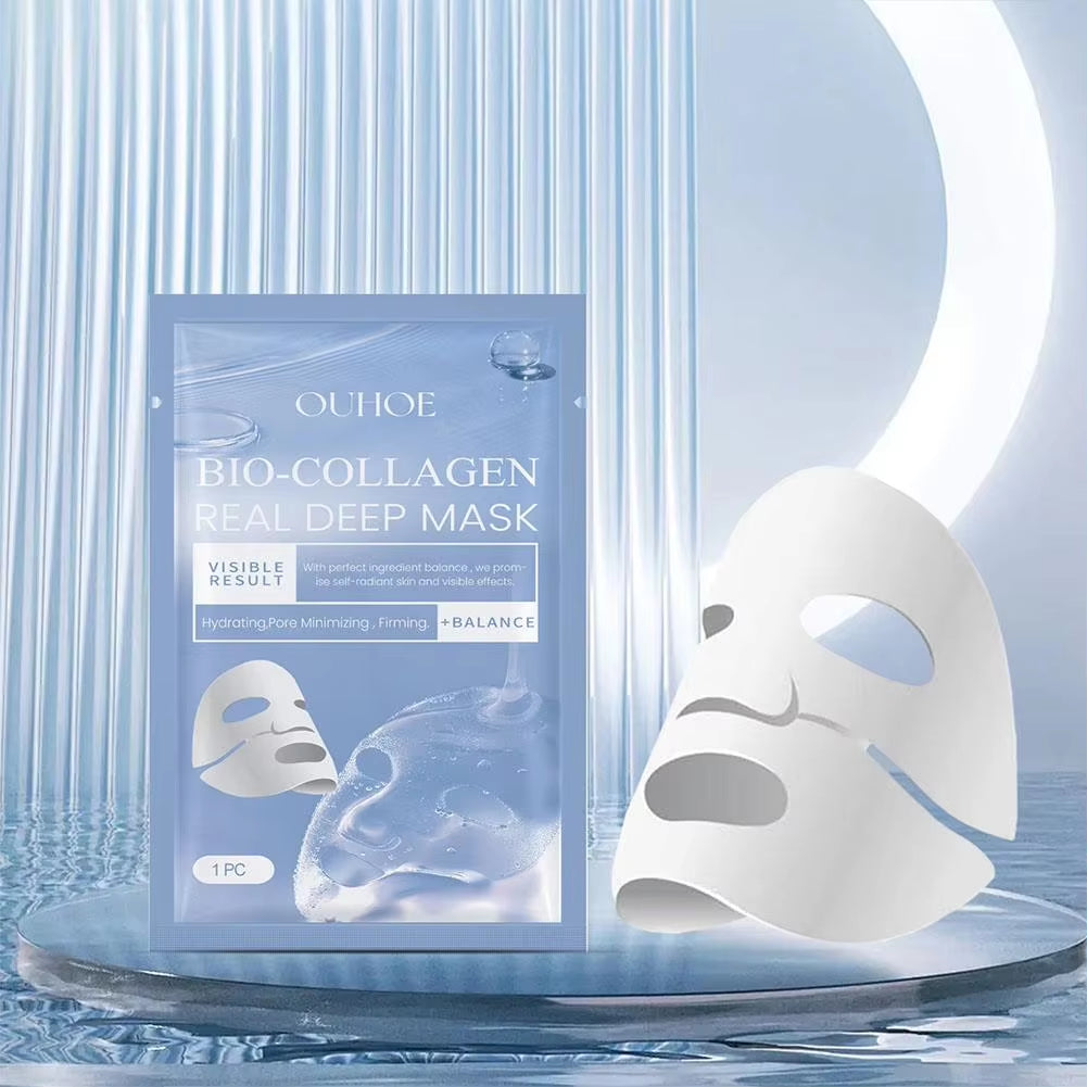 1PC Moisturizing Collagen Mask, Bio-Collagen Deep Rejuvenating Mask, Brightening Skin Collagen Films Peel off Full Face Mask