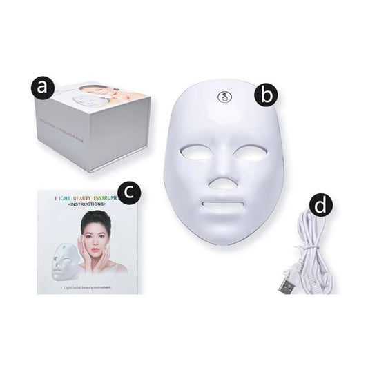 Rechargeable Facial LED Mask Pdt Photon Therapy Firming and Whitening Skin Beauty Face Machine PDT Treatment Light 7 Color