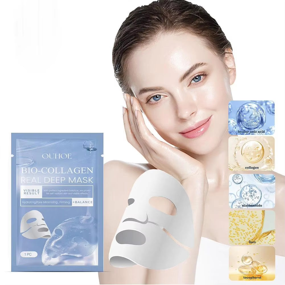 1PC Moisturizing Collagen Mask, Bio-Collagen Deep Rejuvenating Mask, Brightening Skin Collagen Films Peel off Full Face Mask